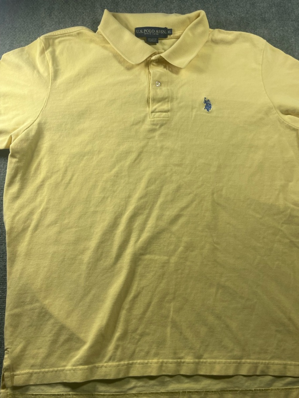 U.S. Polo Assn. Men's Pale Yellow Polo with Blue Logo